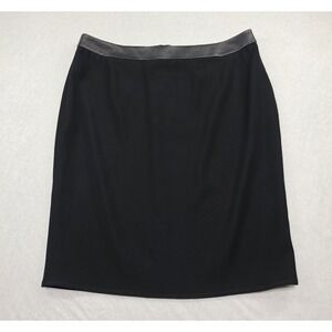 Yeohlee NY Minimalist Black High-Waist Skirt with Genuine Leather Trim Size‎ 12